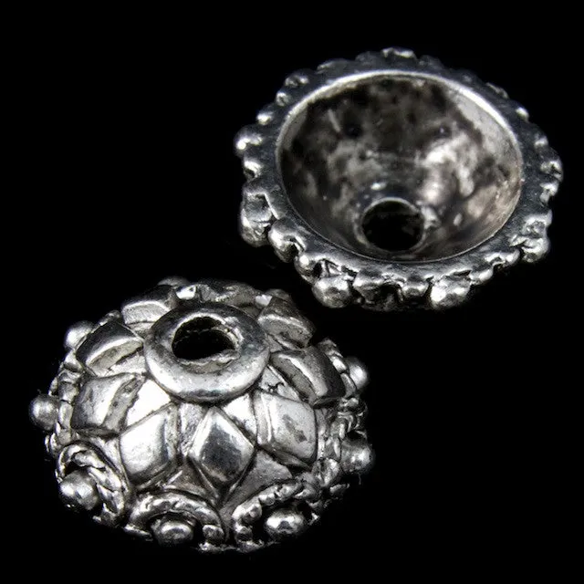 10mm Antique Silver Decorative Bead Cap #MCB031