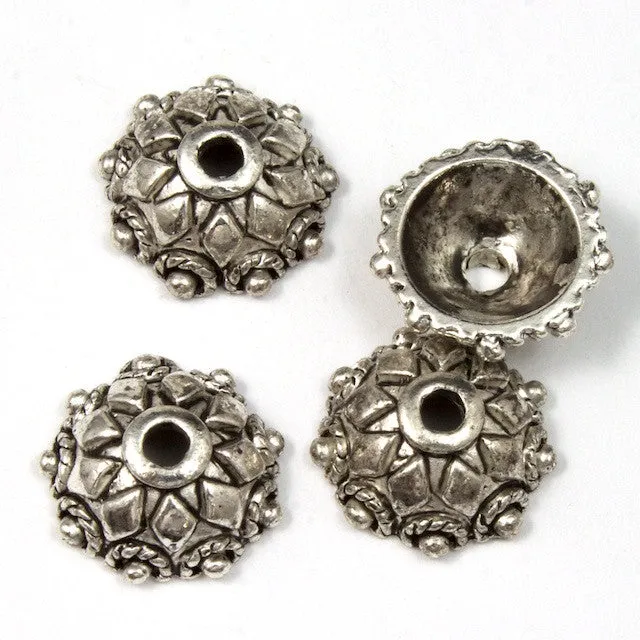 10mm Antique Silver Decorative Bead Cap #MCB031