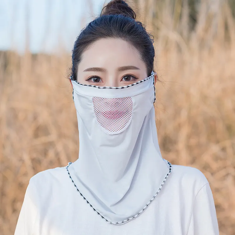2pcs Ice Silk Mesh Sunscreen Veil Scarf Summer Ice Silk Face Mask for Outdoor Cycling