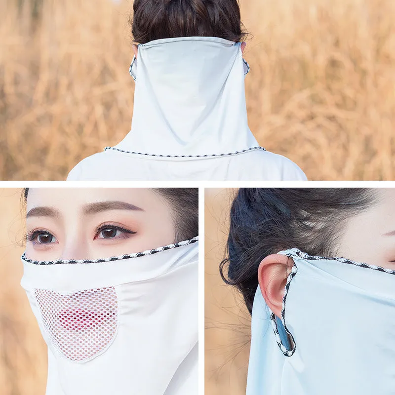 2pcs Ice Silk Mesh Sunscreen Veil Scarf Summer Ice Silk Face Mask for Outdoor Cycling
