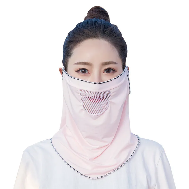 2pcs Ice Silk Mesh Sunscreen Veil Scarf Summer Ice Silk Face Mask for Outdoor Cycling