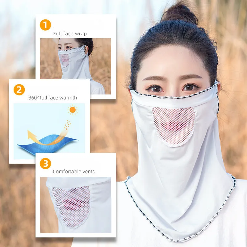 2pcs Ice Silk Mesh Sunscreen Veil Scarf Summer Ice Silk Face Mask for Outdoor Cycling