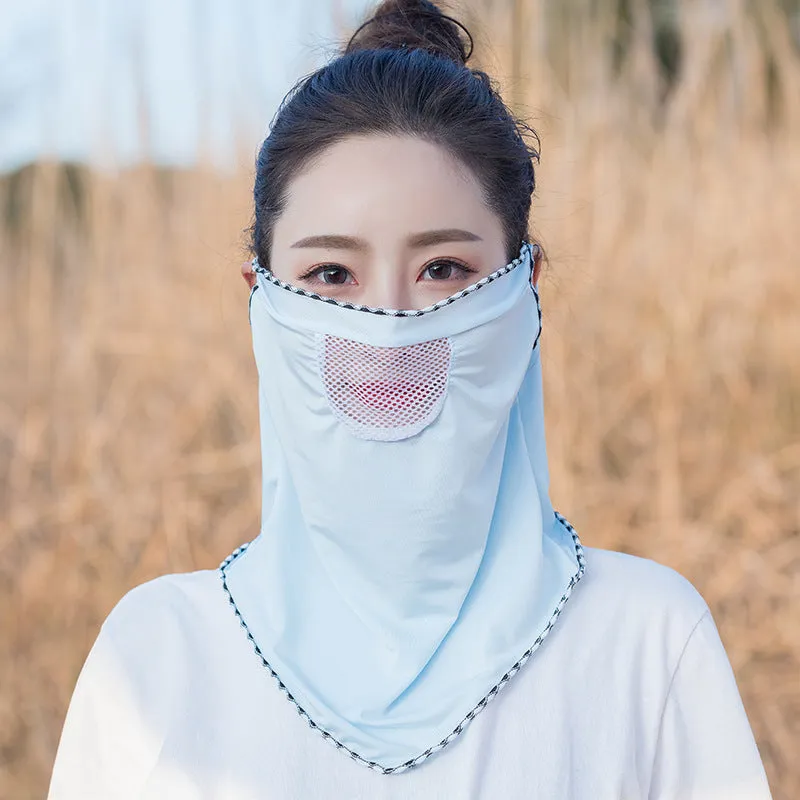 2pcs Ice Silk Mesh Sunscreen Veil Scarf Summer Ice Silk Face Mask for Outdoor Cycling