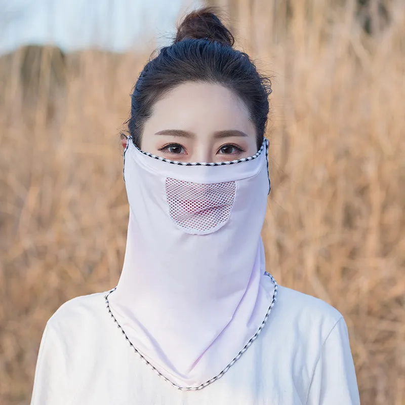 2pcs Ice Silk Mesh Sunscreen Veil Scarf Summer Ice Silk Face Mask for Outdoor Cycling