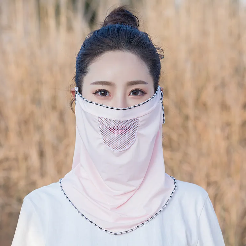 2pcs Ice Silk Mesh Sunscreen Veil Scarf Summer Ice Silk Face Mask for Outdoor Cycling