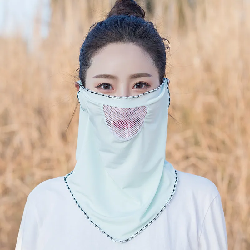 2pcs Ice Silk Mesh Sunscreen Veil Scarf Summer Ice Silk Face Mask for Outdoor Cycling