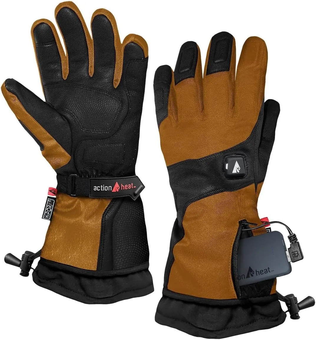 ActionHeat Battery Heated Gloves for Men, Premium Electric Gloves w/ 3-Heat Settings, Extended Gauntlet, Touch-Control, Rechargeable Electric Gloves