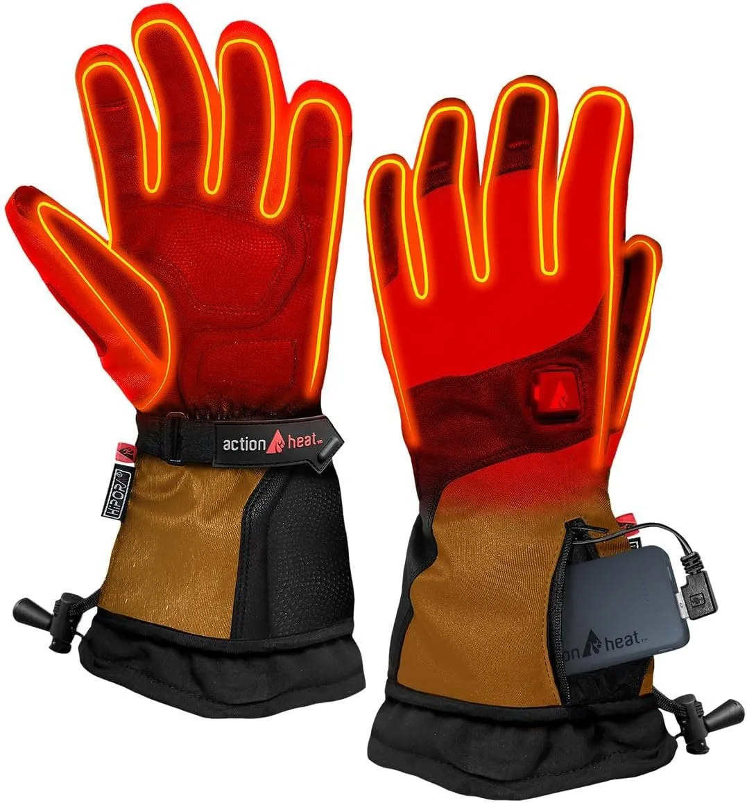 ActionHeat Battery Heated Gloves for Men, Premium Electric Gloves w/ 3-Heat Settings, Extended Gauntlet, Touch-Control, Rechargeable Electric Gloves