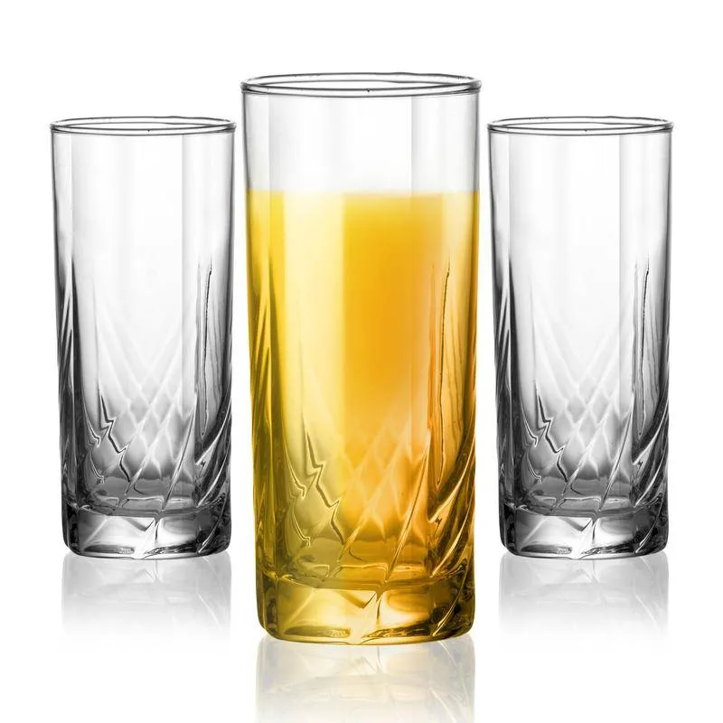 Anthea Hi Ball Glasses Clear Crystal Glassware | Set of 6 | 2 x 6 inches | 265ml