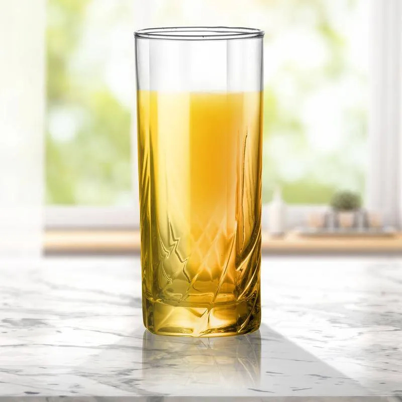 Anthea Hi Ball Glasses Clear Crystal Glassware | Set of 6 | 2 x 6 inches | 265ml