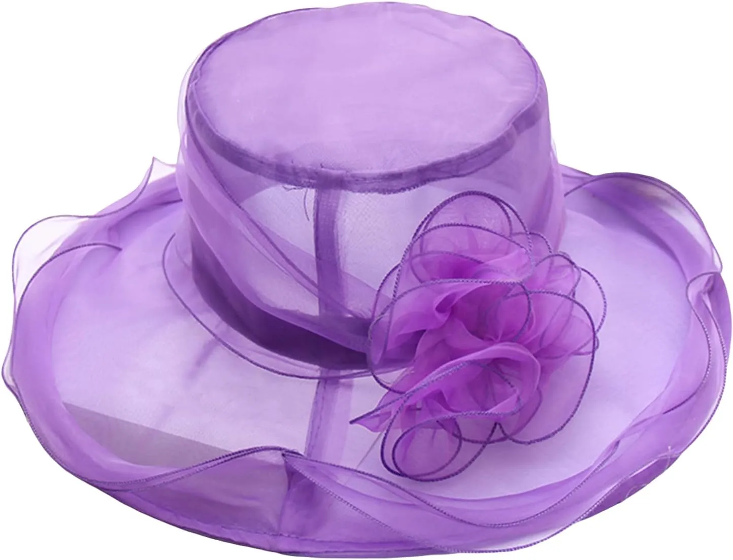 Awoscut Women's Elegant Flower Organza Sun Hat Breathable Summer Wide Brim Visor Caps for Seaside Beach Party Outdoor