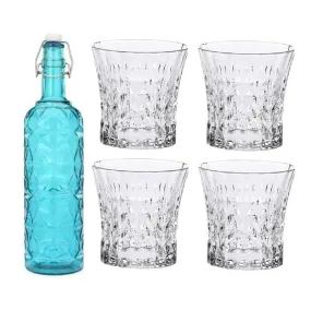 Bastian 1000 ML Water Bottle With 200 ML Glass - Five Piece Set