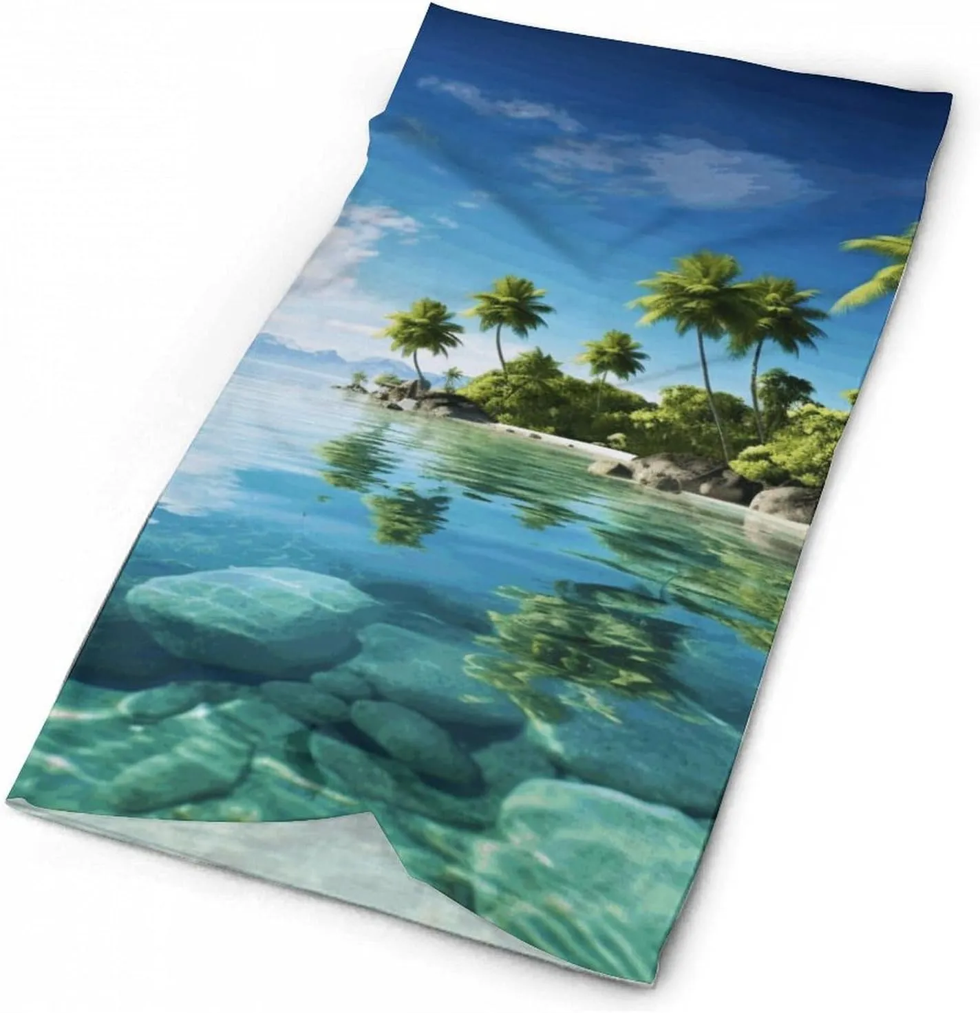 Beautiful Island in The Sea Face Mask for Cold Weather Neck Gaiter Scarf Windproof Bandana for Men Women Elastic Balaclava Headbands for Motorcycle Cycling Riding Skiing Party