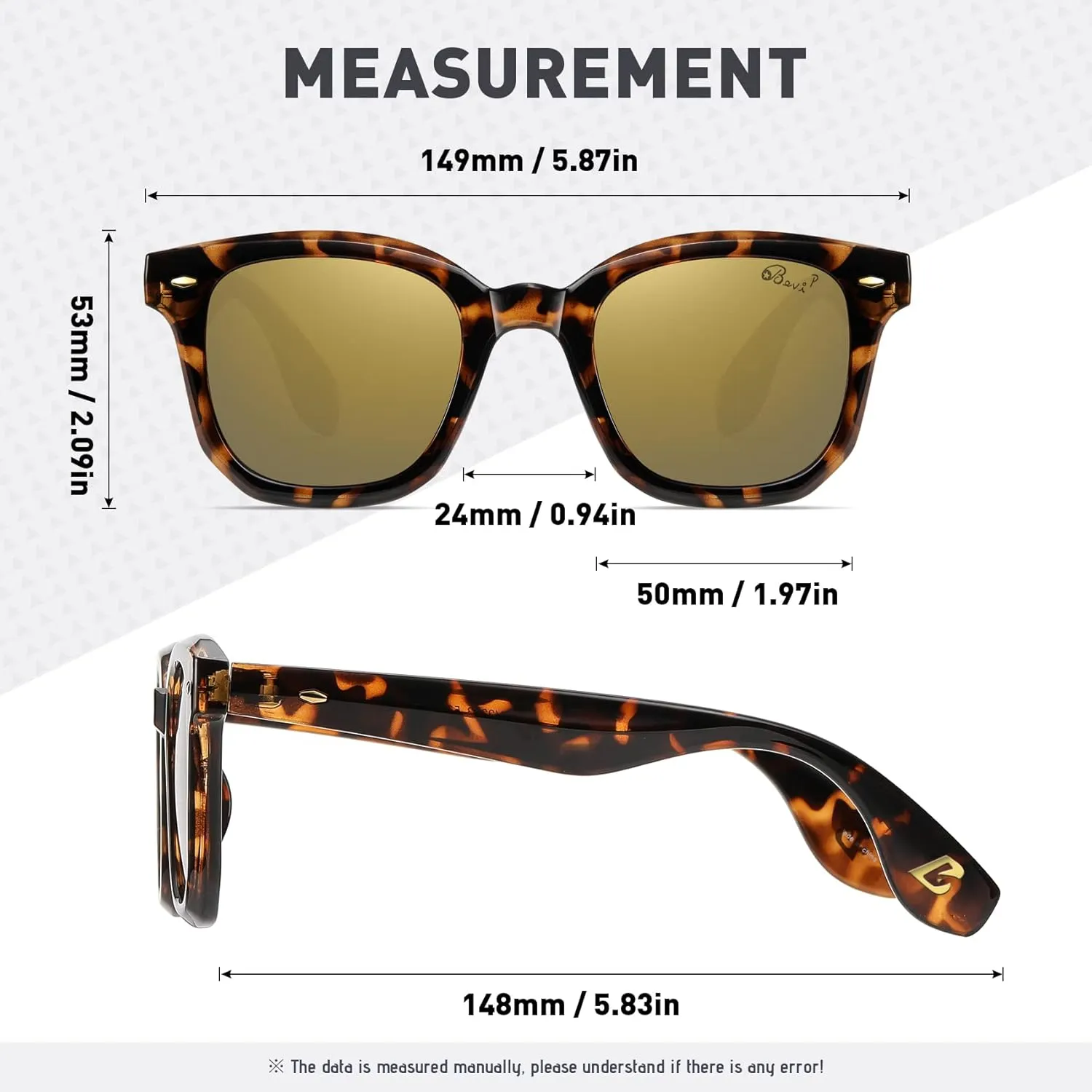 Bevi Retro Polarized Designer Sunglasses for Men and Women UV 400 Protection Lens Lightweight