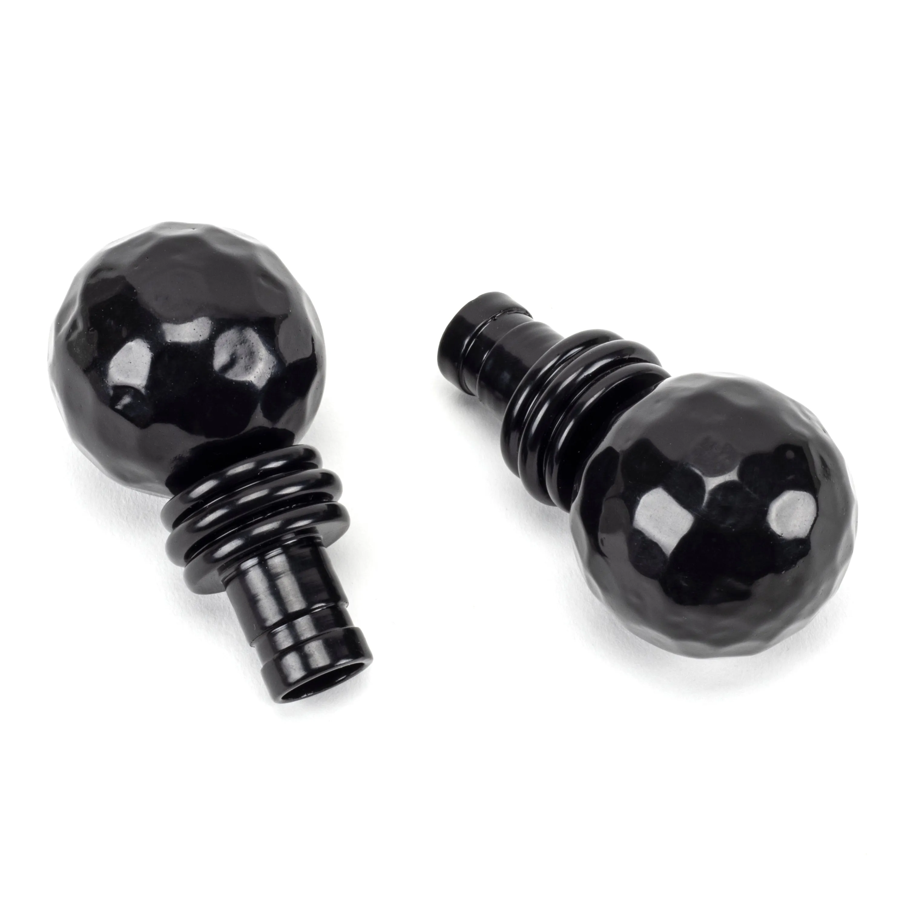 Black Hammered Ball Curtain Finial (pair) | From The Anvil