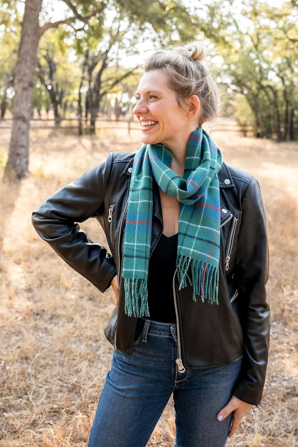Briomhar Tartan Plaid Wool Scottish Scarf - 100% Lambswool Made in Scotland, Perfect Winter Scarf for Cold Weather