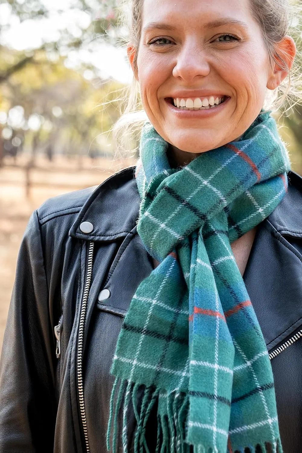 Briomhar Tartan Plaid Wool Scottish Scarf - 100% Lambswool Made in Scotland, Perfect Winter Scarf for Cold Weather