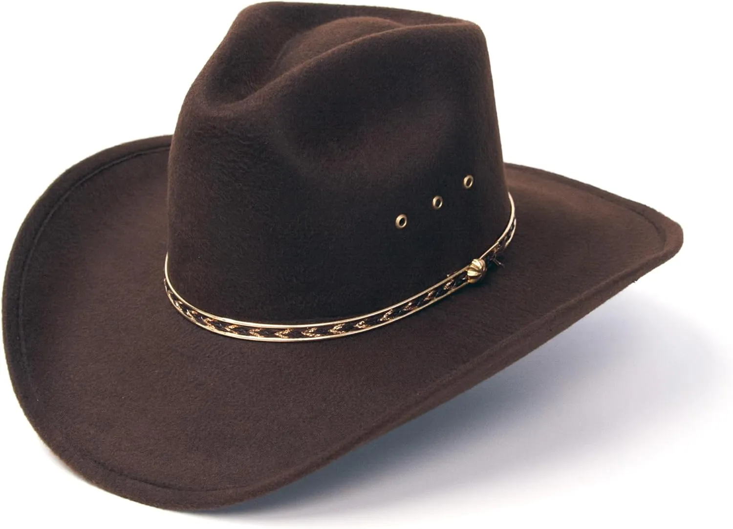 Brown Pinch Front Faux Felt Cowboy Hat