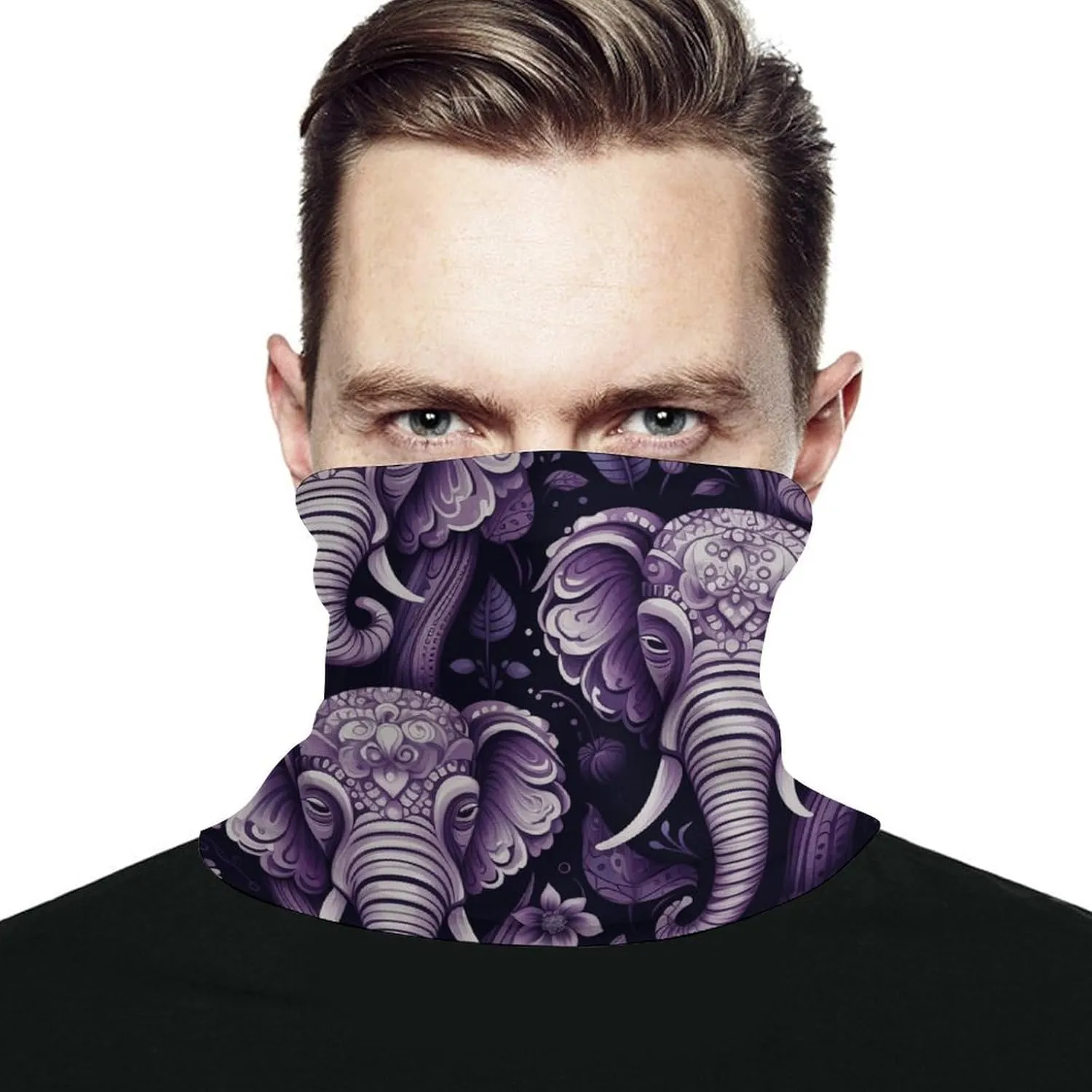 Cartoon Cute Elephant Face Mask for Cold Weather Neck Gaiter Scarf Windproof Bandana for Men Women Elastic Balaclava Headbands for Motorcycle Cycling Riding Skiing Party