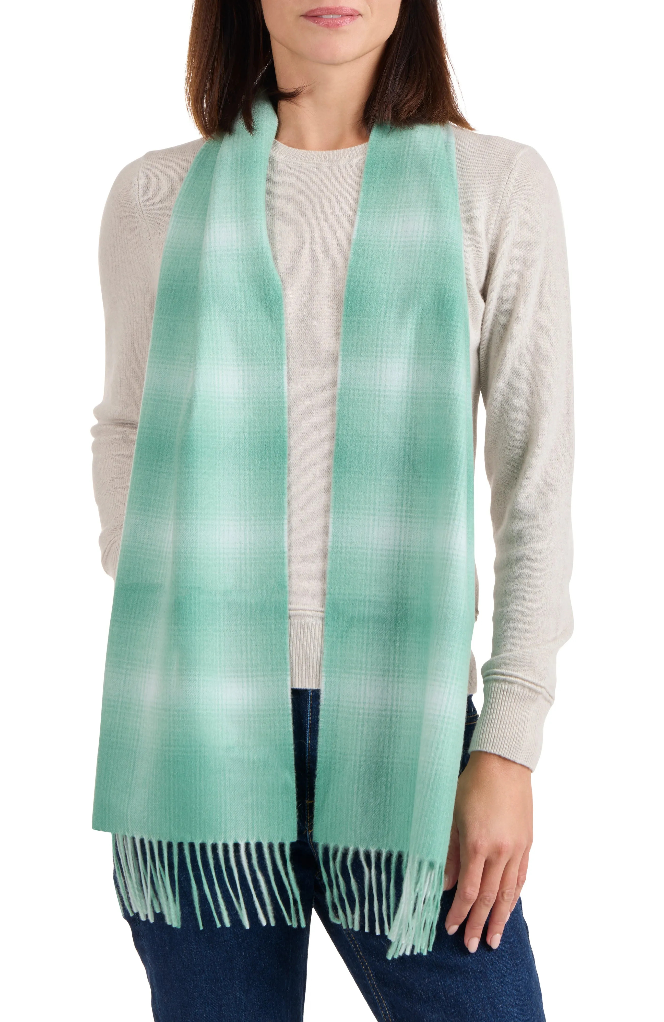CASHMERE OMBRE WINDOWPANE SCARF