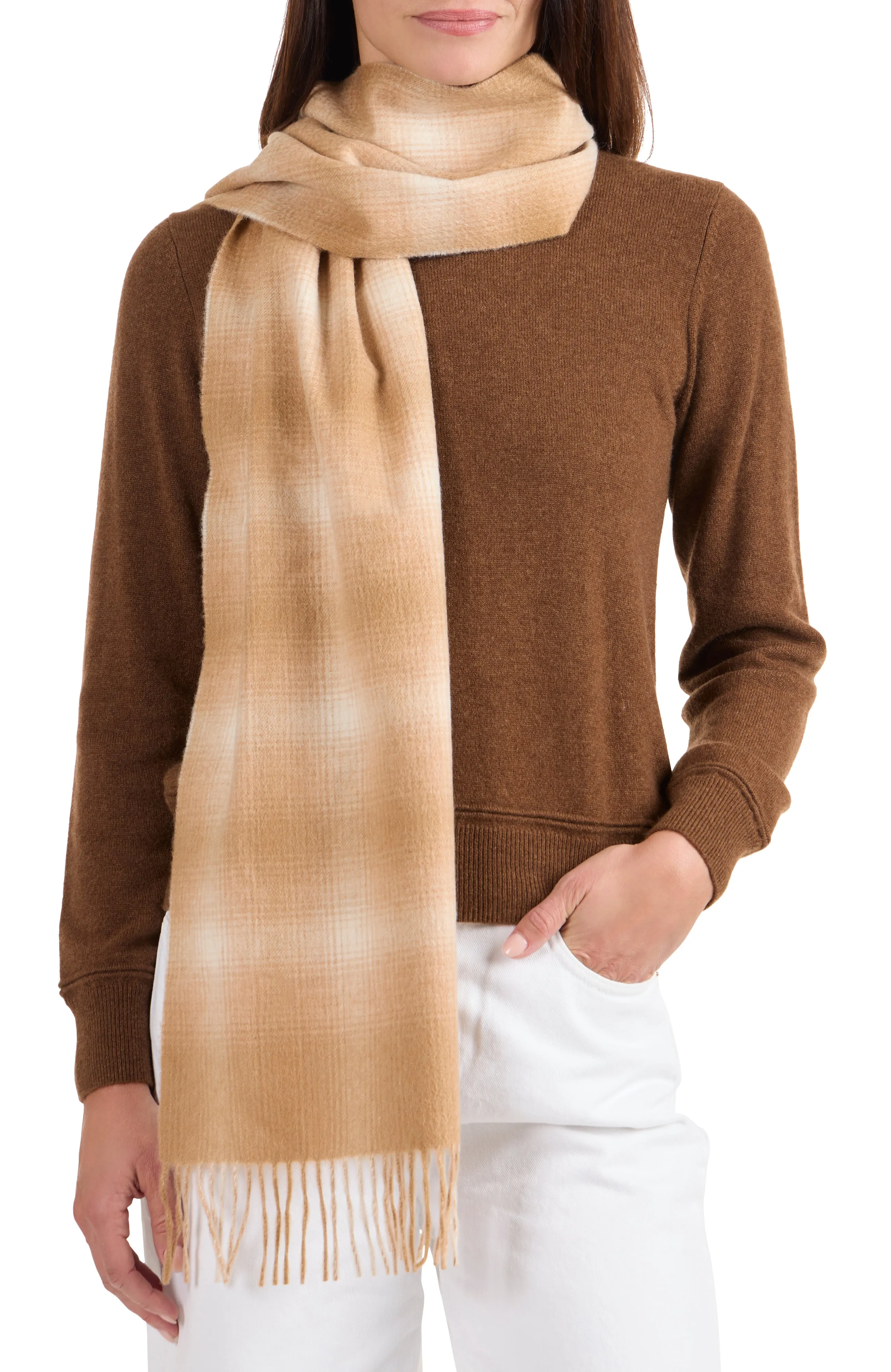 CASHMERE OMBRE WINDOWPANE SCARF