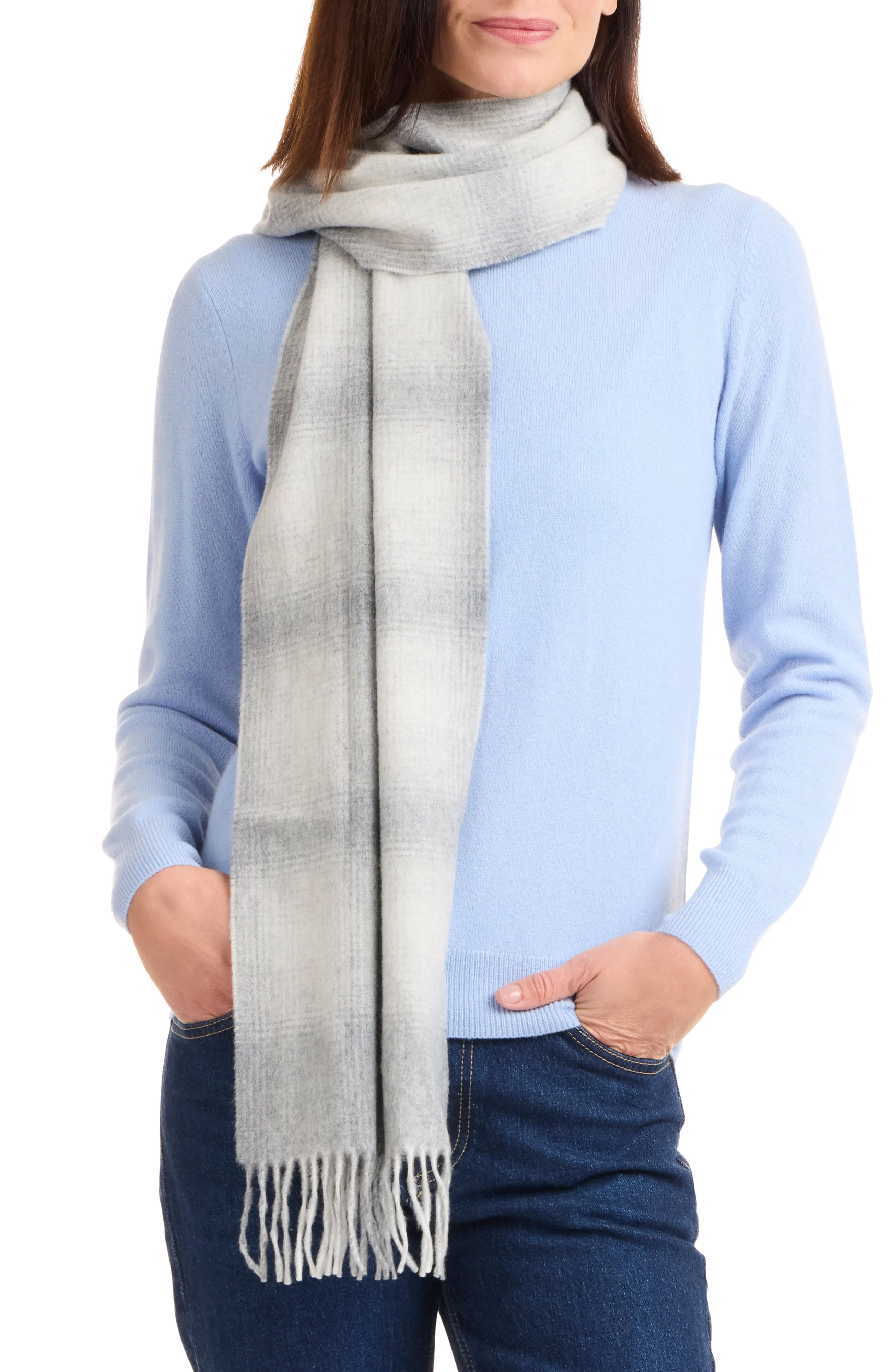 CASHMERE OMBRE WINDOWPANE SCARF