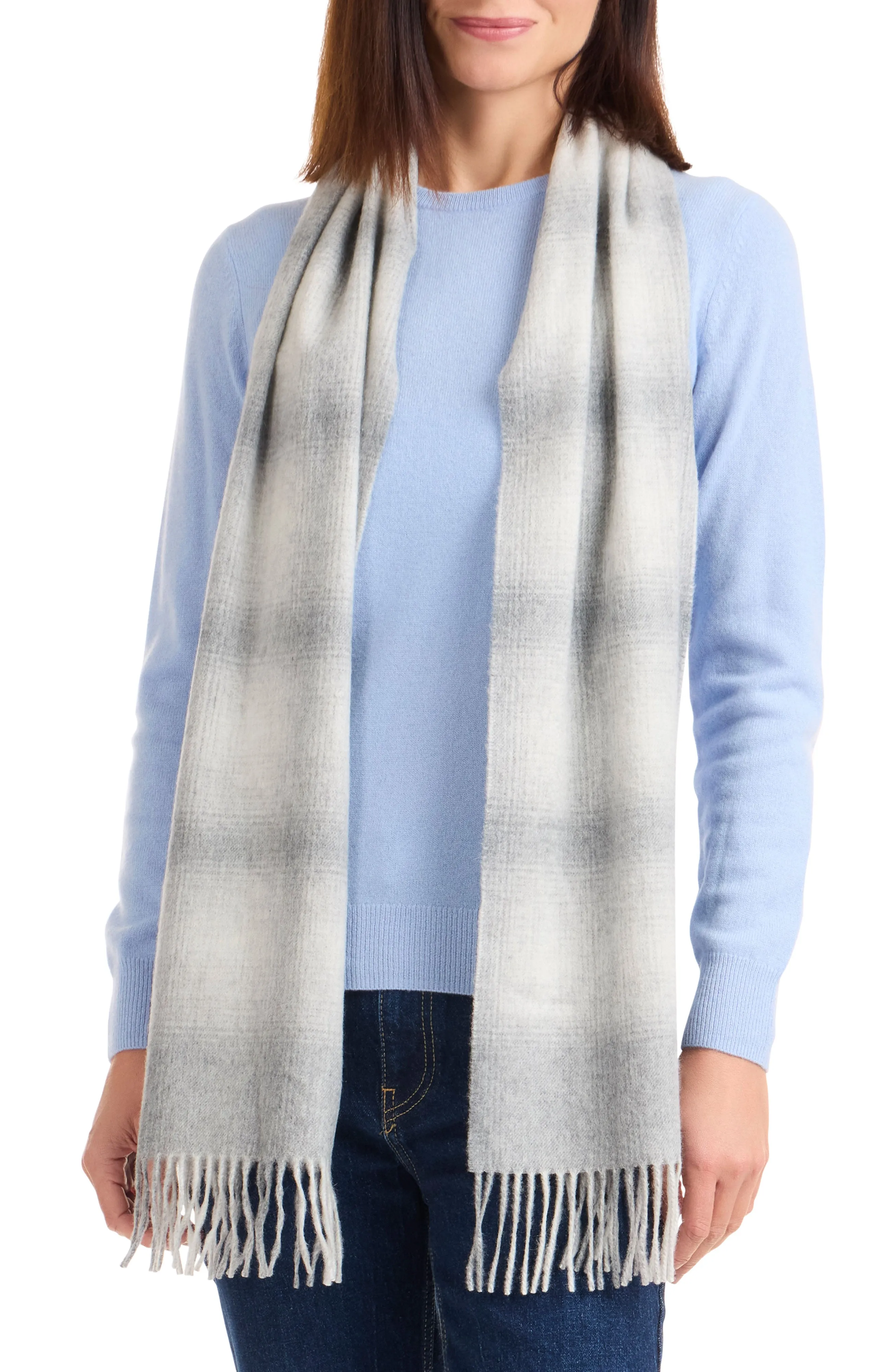 CASHMERE OMBRE WINDOWPANE SCARF