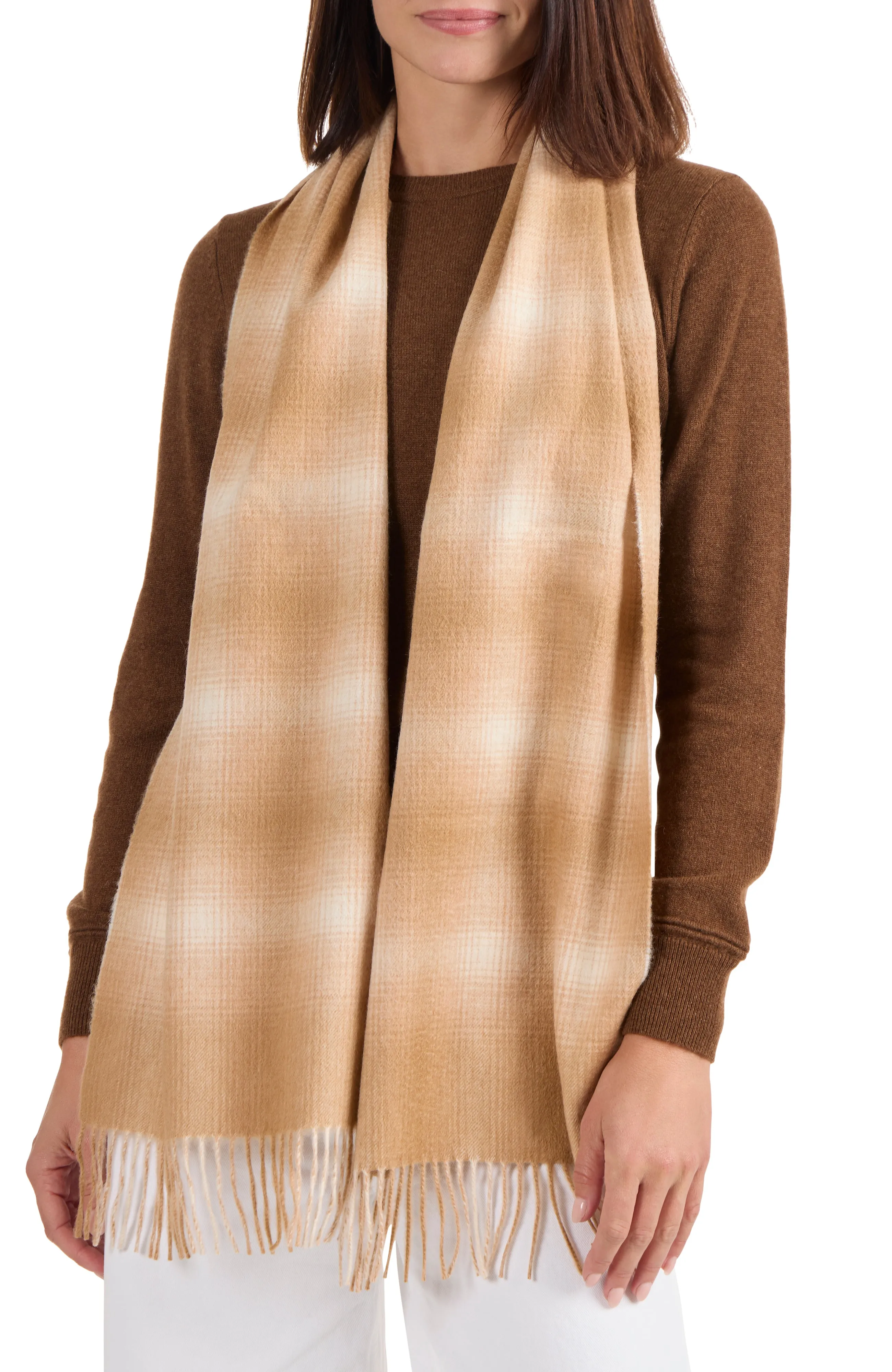 CASHMERE OMBRE WINDOWPANE SCARF