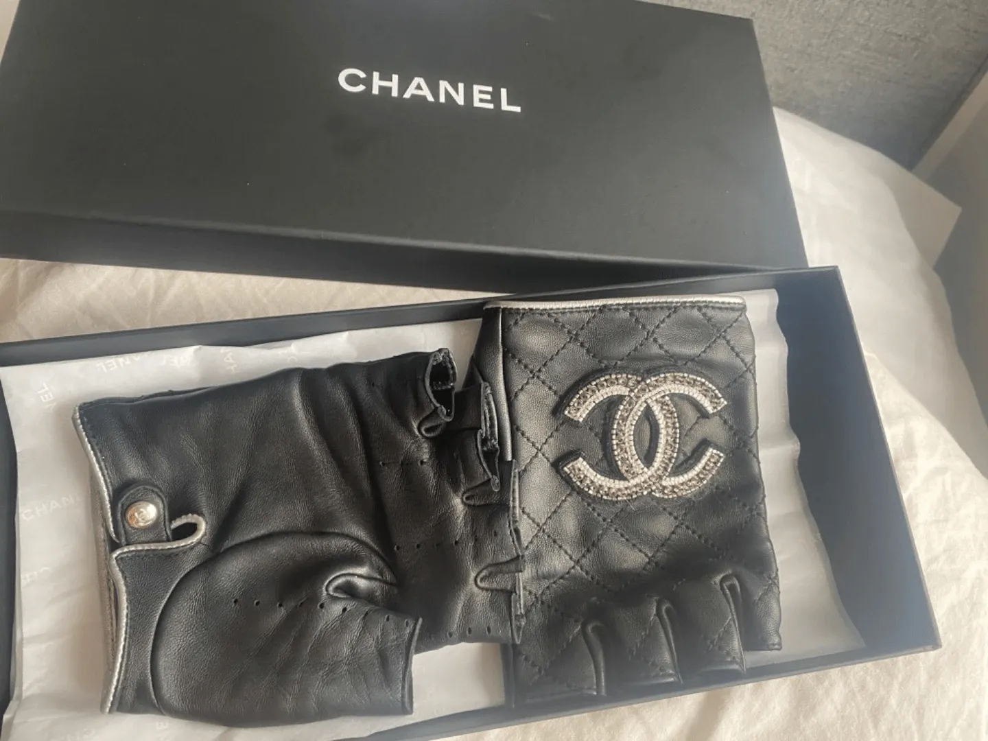 Chanel embellished fingerless gloves