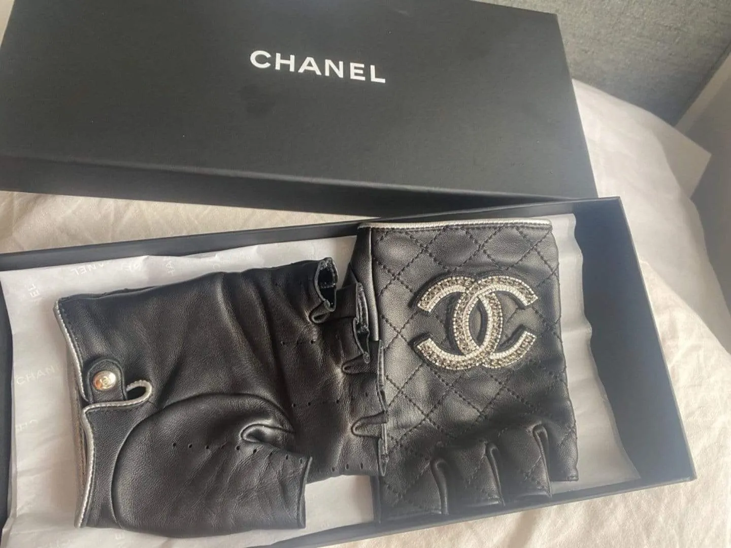 Chanel embellished fingerless gloves