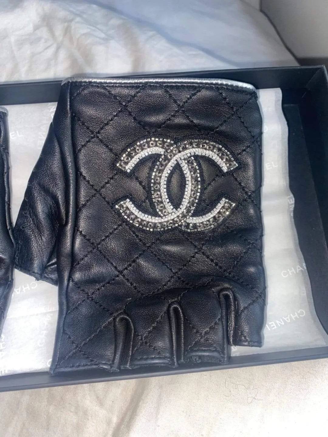 Chanel embellished fingerless gloves