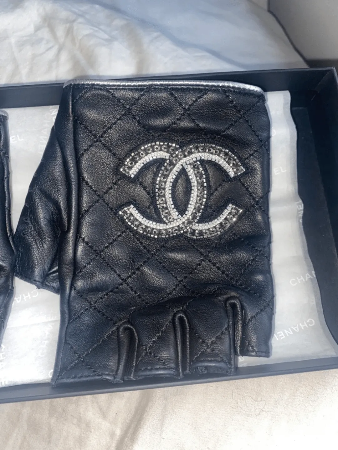 Chanel embellished fingerless gloves