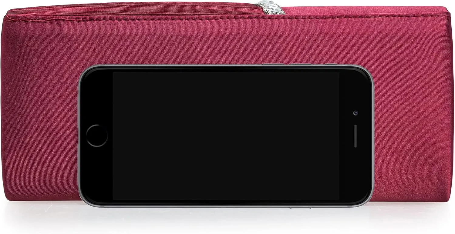 CHARMING TAILOR Evening Handbag Crystal Embellished and Pleated Satin Clutch