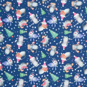 Christmas Cats - Holiday Cats Navy Yardage