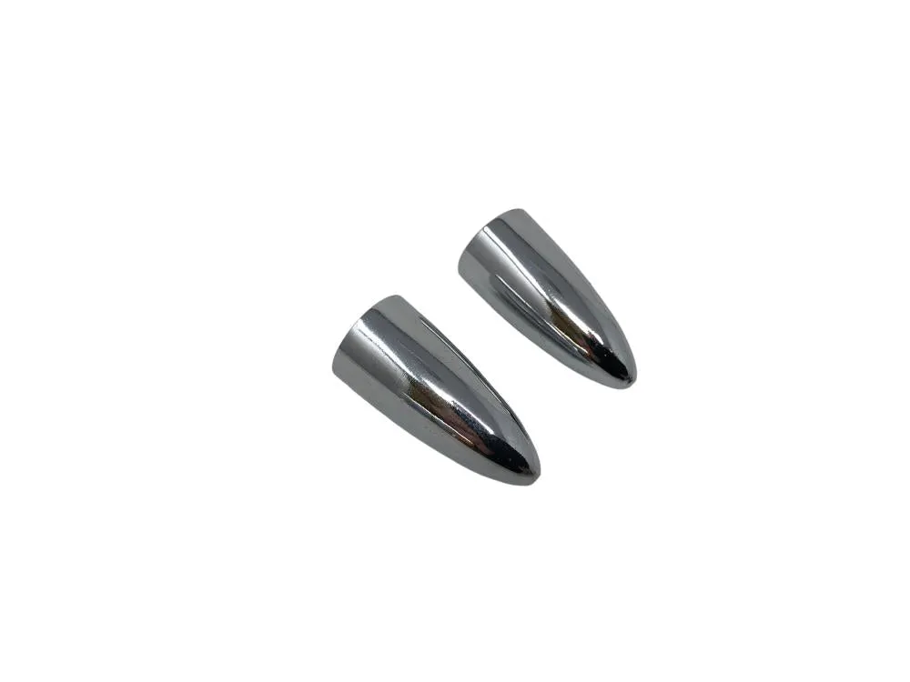 Chrome Pike/Bullet Tyre Valve Dust Cap Covers (Pair) Motorcycle/Trike Aluminium, Screw-on - Highway Hawk H01-122