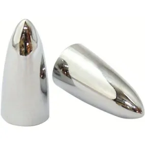 Chrome Pike/Bullet Tyre Valve Dust Cap Covers (Pair) Motorcycle/Trike Aluminium, Screw-on - Highway Hawk H01-122