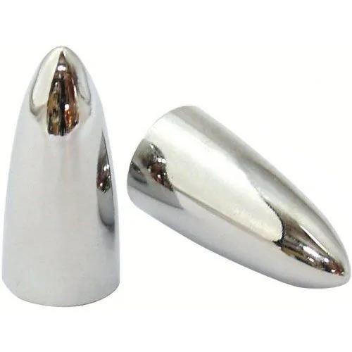 Chrome Pike/Bullet Tyre Valve Dust Cap Covers (Pair) Motorcycle/Trike Aluminium, Screw-on - Highway Hawk H01-122