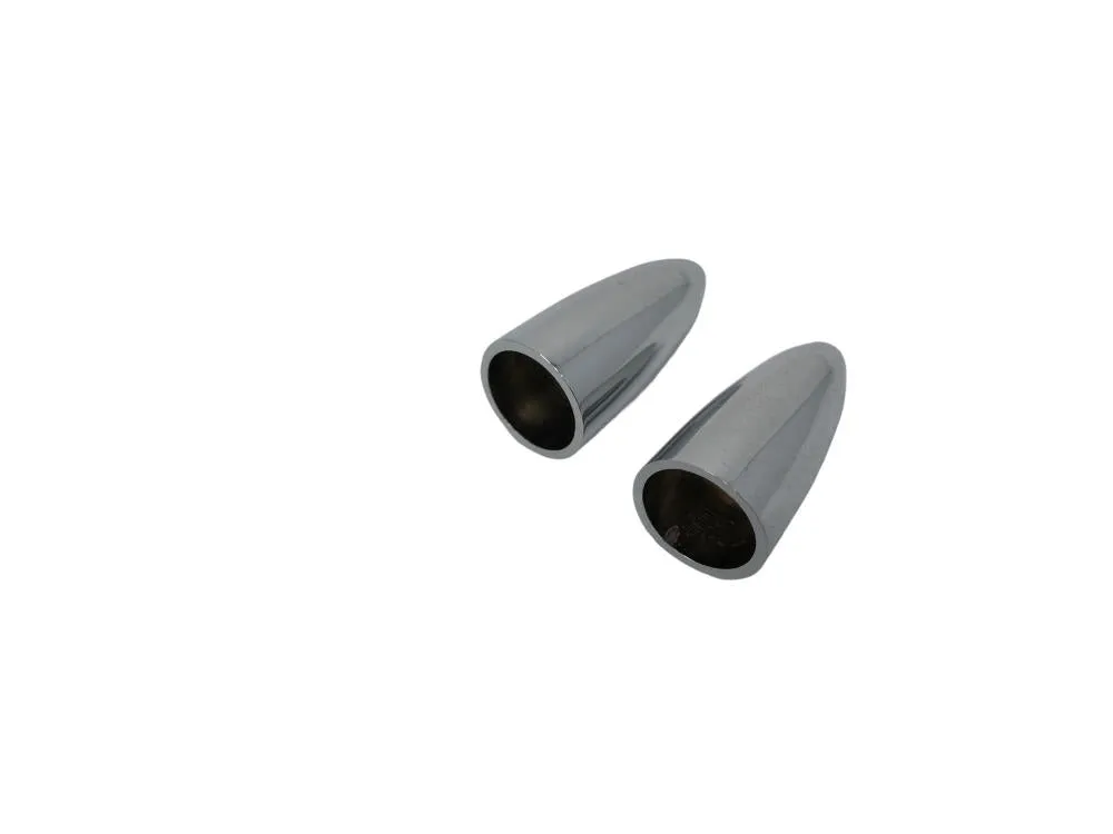 Chrome Pike/Bullet Tyre Valve Dust Cap Covers (Pair) Motorcycle/Trike Aluminium, Screw-on - Highway Hawk H01-122