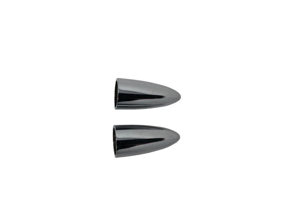 Chrome Pike/Bullet Tyre Valve Dust Cap Covers (Pair) Motorcycle/Trike Aluminium, Screw-on - Highway Hawk H01-122