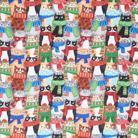 Cool Cats & Treats - Cats With Holiday Scarf Multi Yardage