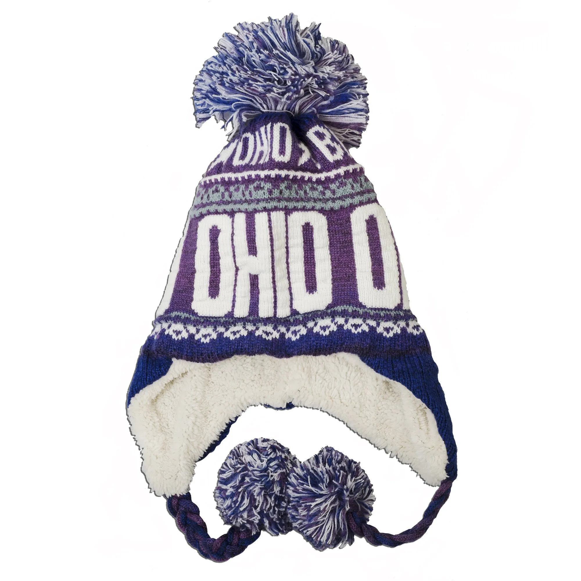 CPOH97 Robin Ruth Knit Cap with Pom Pom - Ohio Lilac/Blue