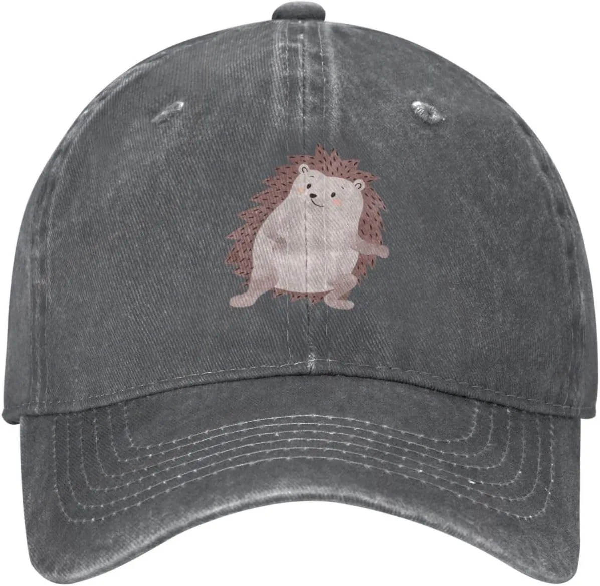 Cute Hedgehog Distressed Adjustable Washed Denim Mens Dad Trucker Hat Baseball Ball Cap for Men