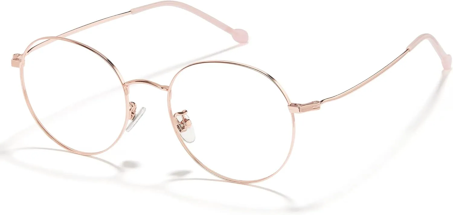 Cyxus Round Blue Light Glasses for Men Women Wire Frame UV Blocking Computer Glasses Clear Lens Metal Ultralight Eyewear