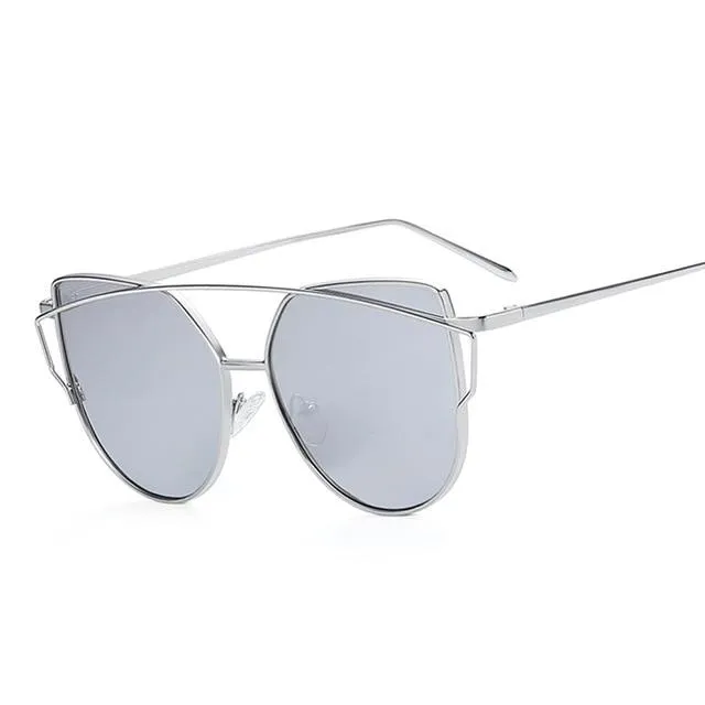 Designer Mirror Flat Vintage Metal Reflective Sunglasses