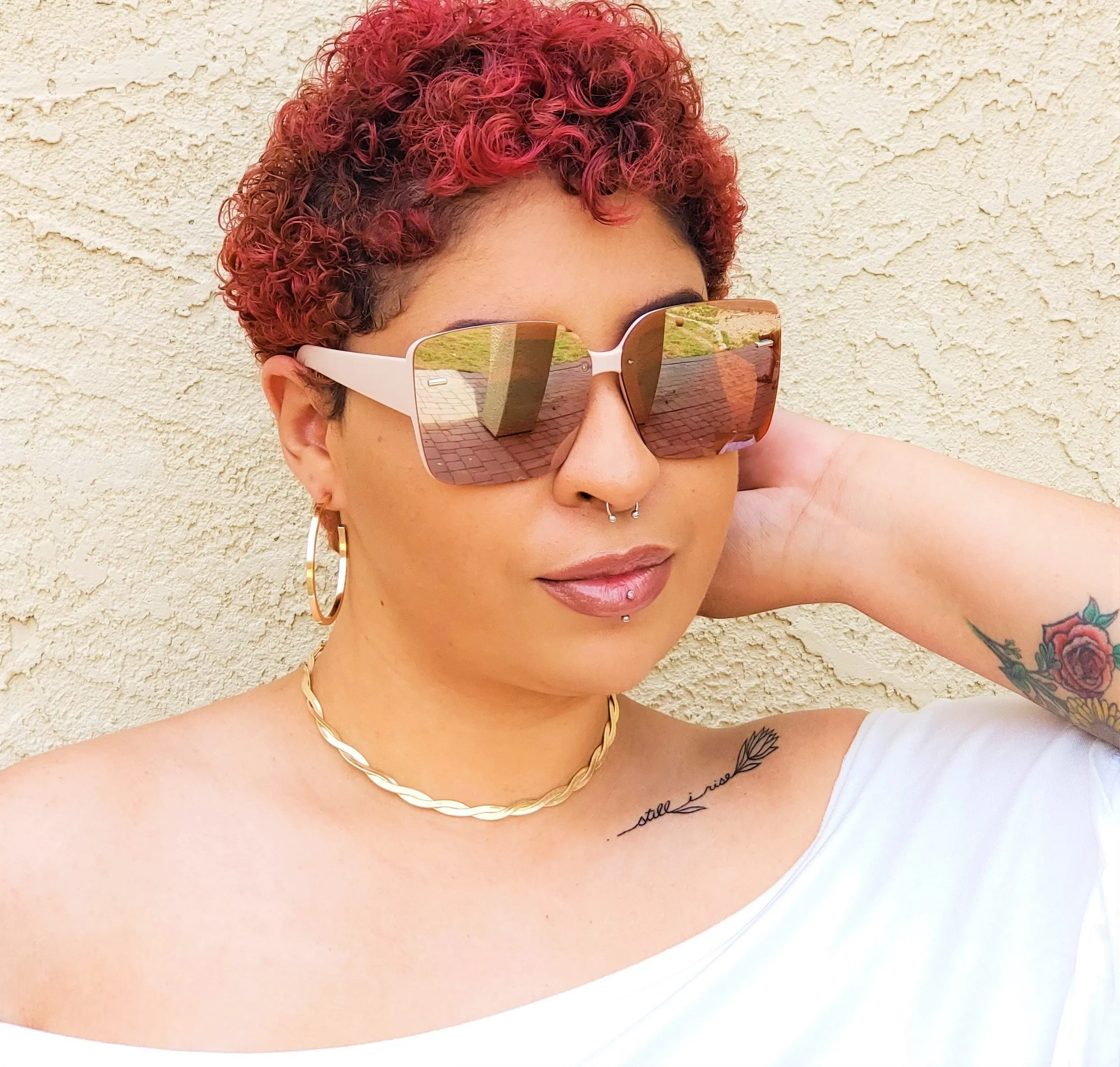 DESIGNER SQUARE RIMLESS SUNGLASSES