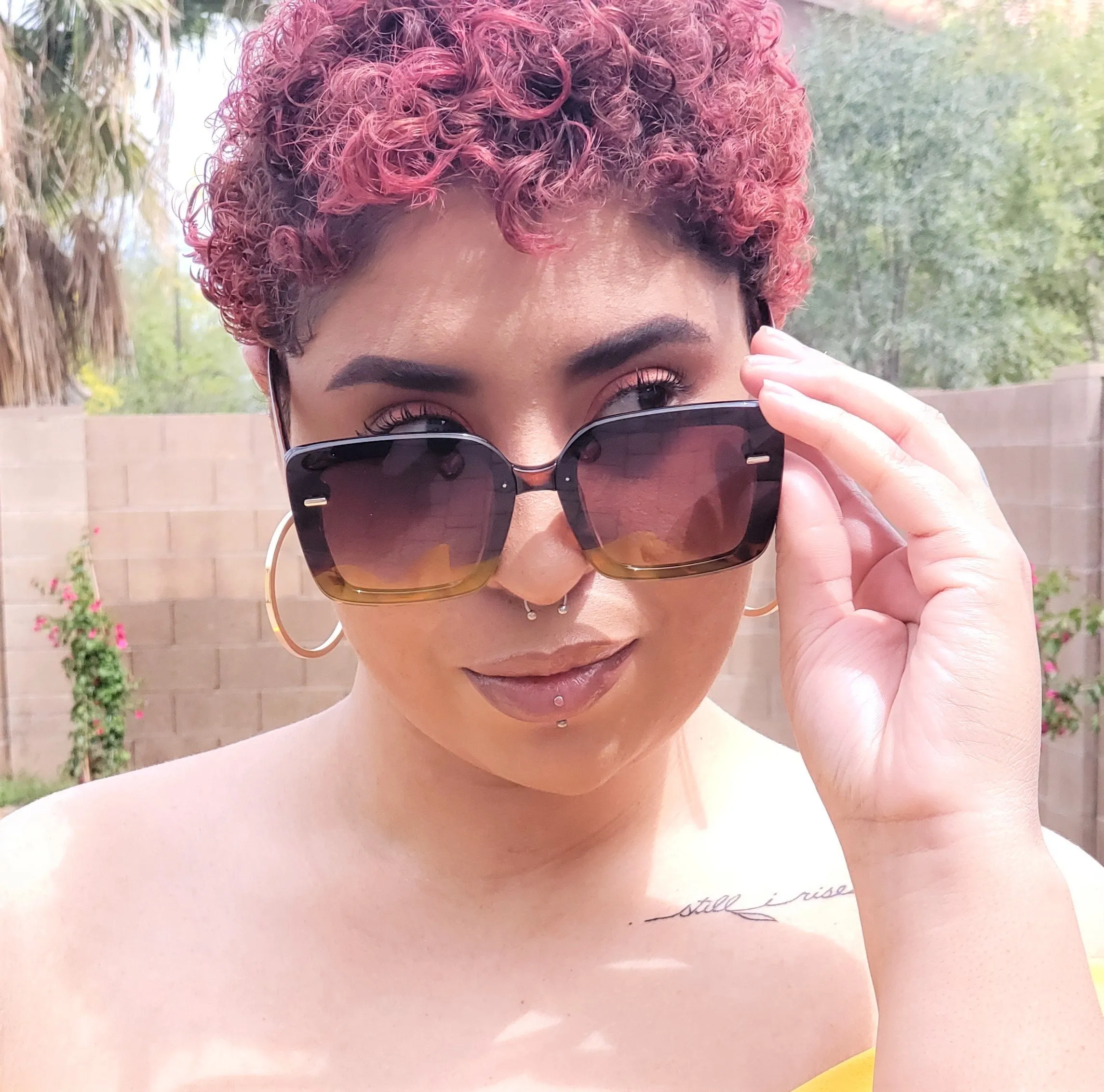 DESIGNER SQUARE RIMLESS SUNGLASSES