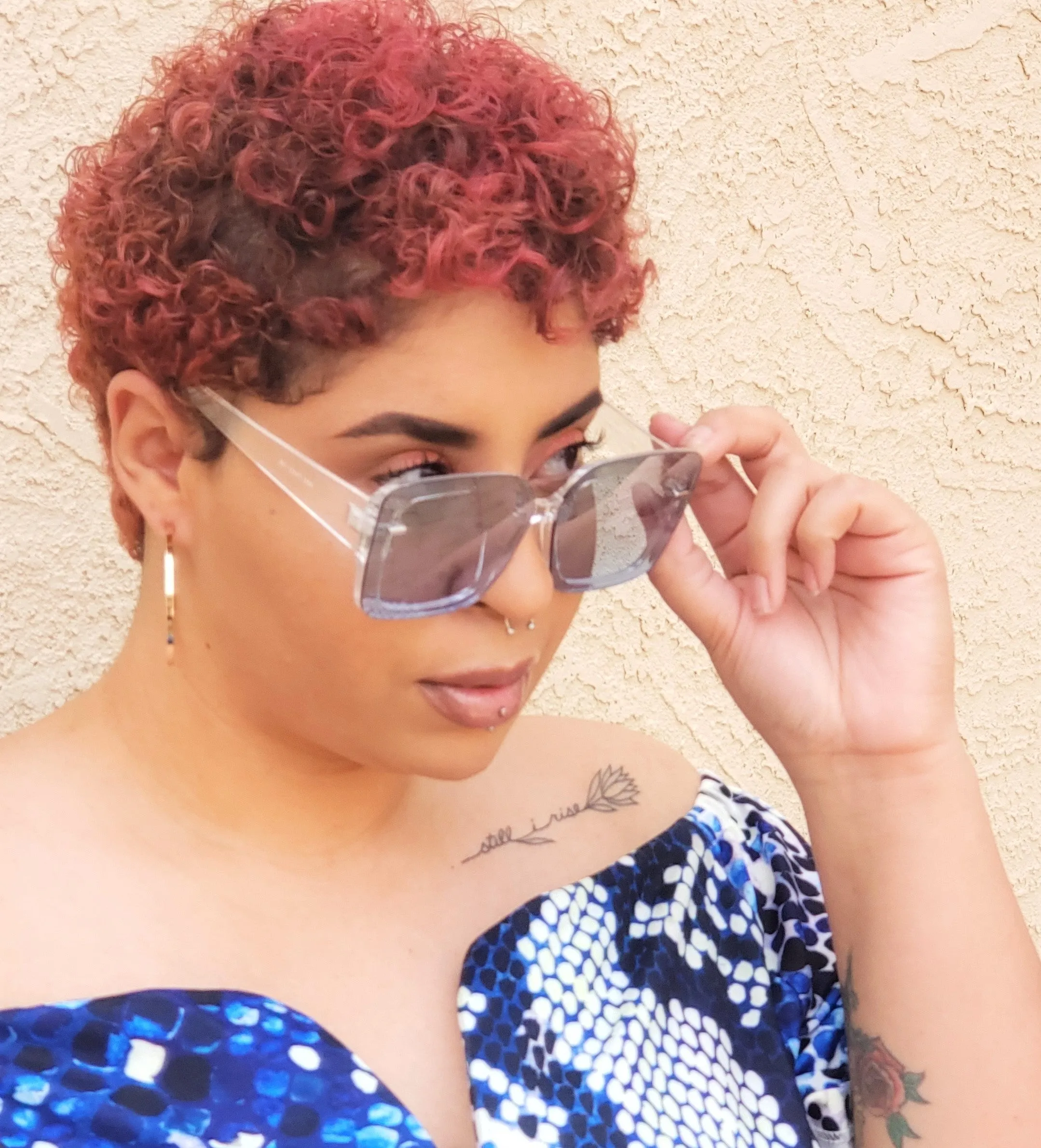 DESIGNER SQUARE RIMLESS SUNGLASSES