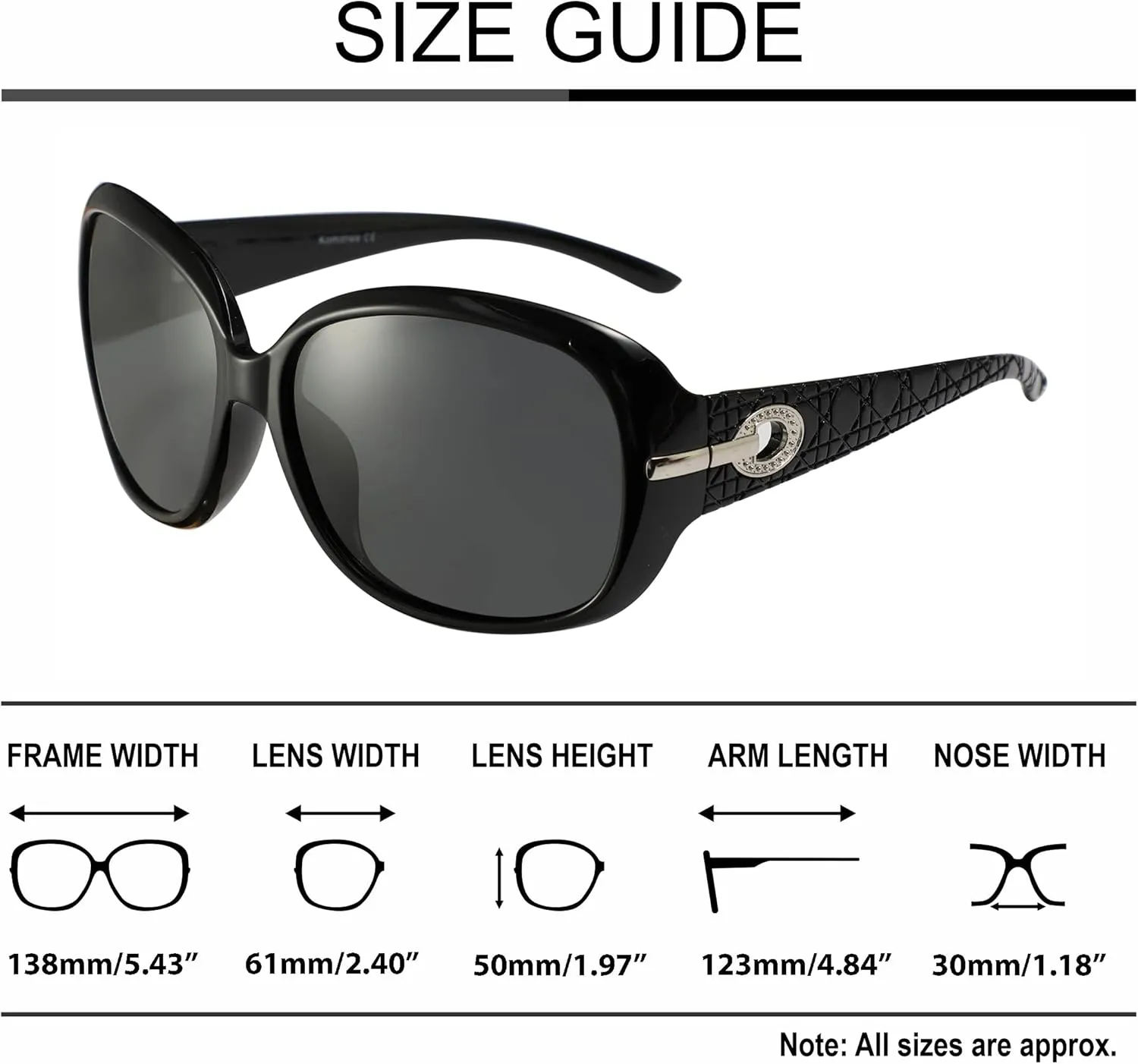 Designer Womens Sunglasses Set With Luxury Folding Case & Cleaning Cloth Overized Polarized Celebrity Large UV400