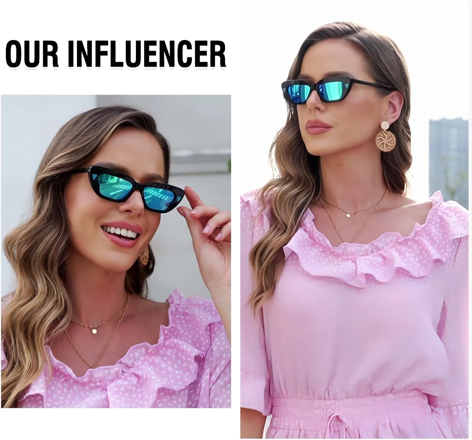 DUCO Small Cat Eye Sunglasses for Women Retro Narrow Polarized Sun Glasses Mylove Designer Rectangle Frame UV400 Lens DC1104