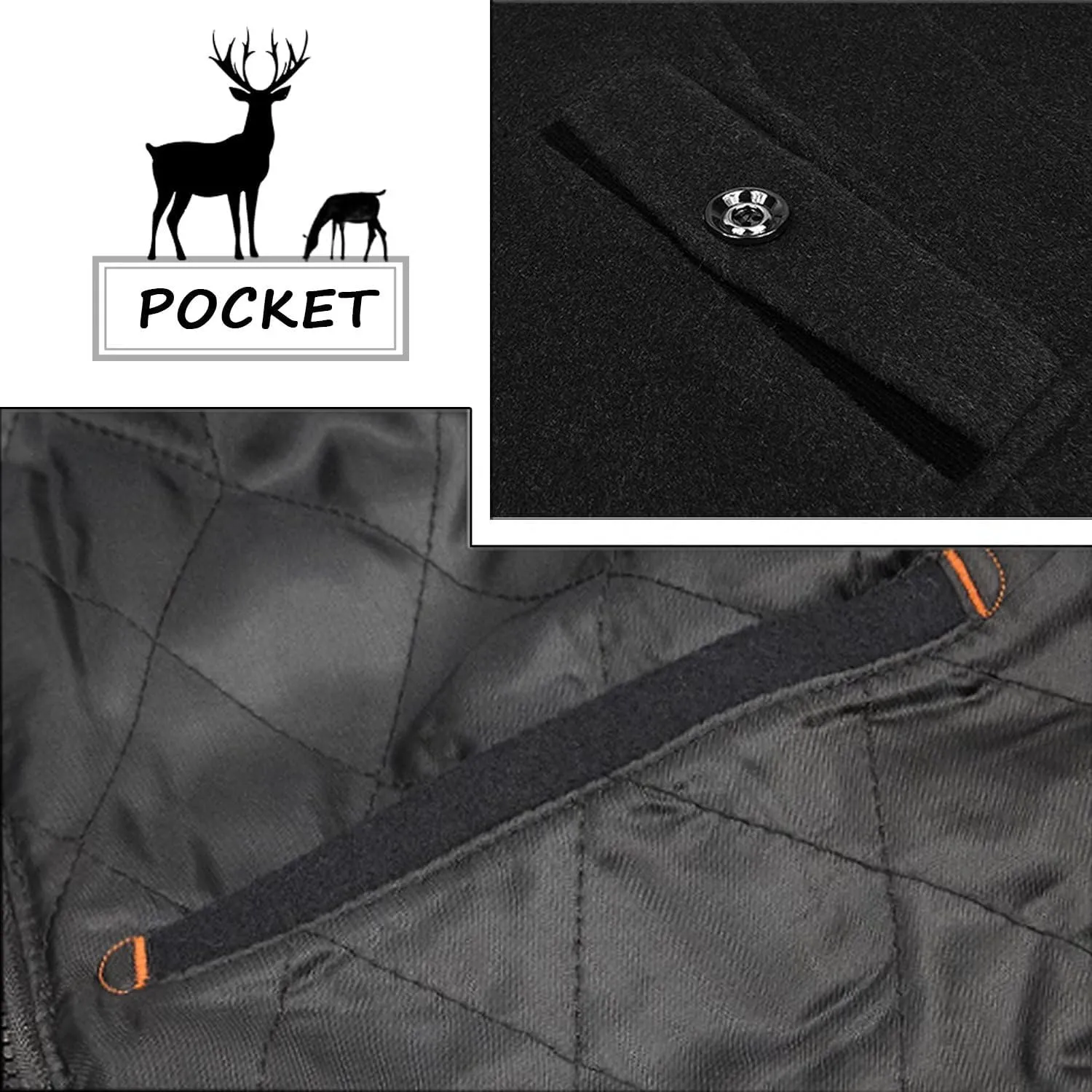 ELETOP Men's Trench Coat Long Wool Coat Winter Classic Overcoat Top Pea Coat